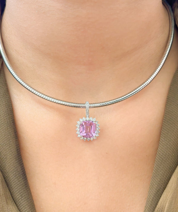 Kunzite Diamond Pendant