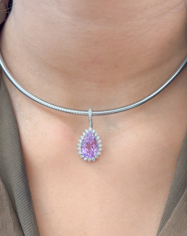 Kunzite Diamond Pendant