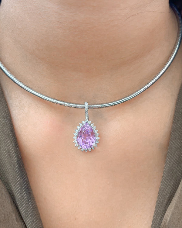 Kunzite Diamond Pendant