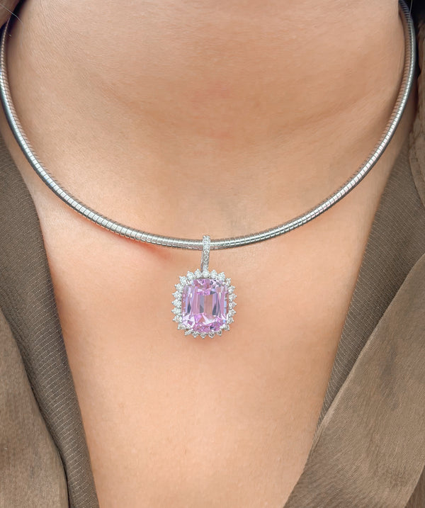 Kunzite Diamond Pendant