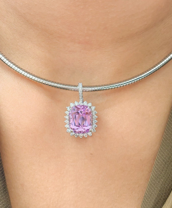 Kunzite Diamond Pendant