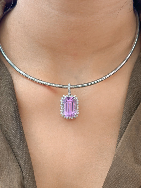 Kunzite Diamond Pendant