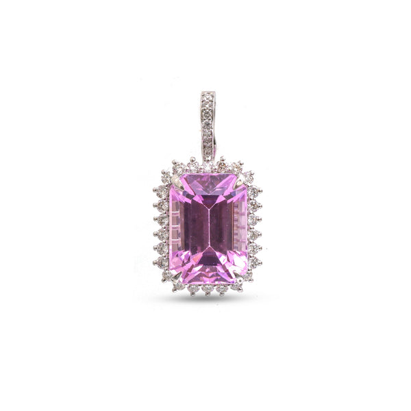 Kunzite Diamond Pendant