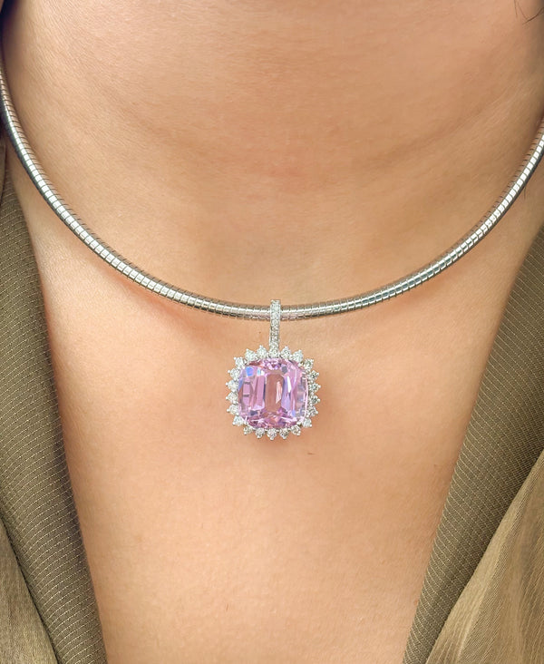 Kunzite Diamond Pendant