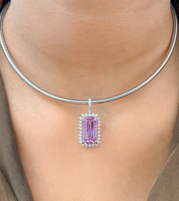 Kunzite Diamond Pendant