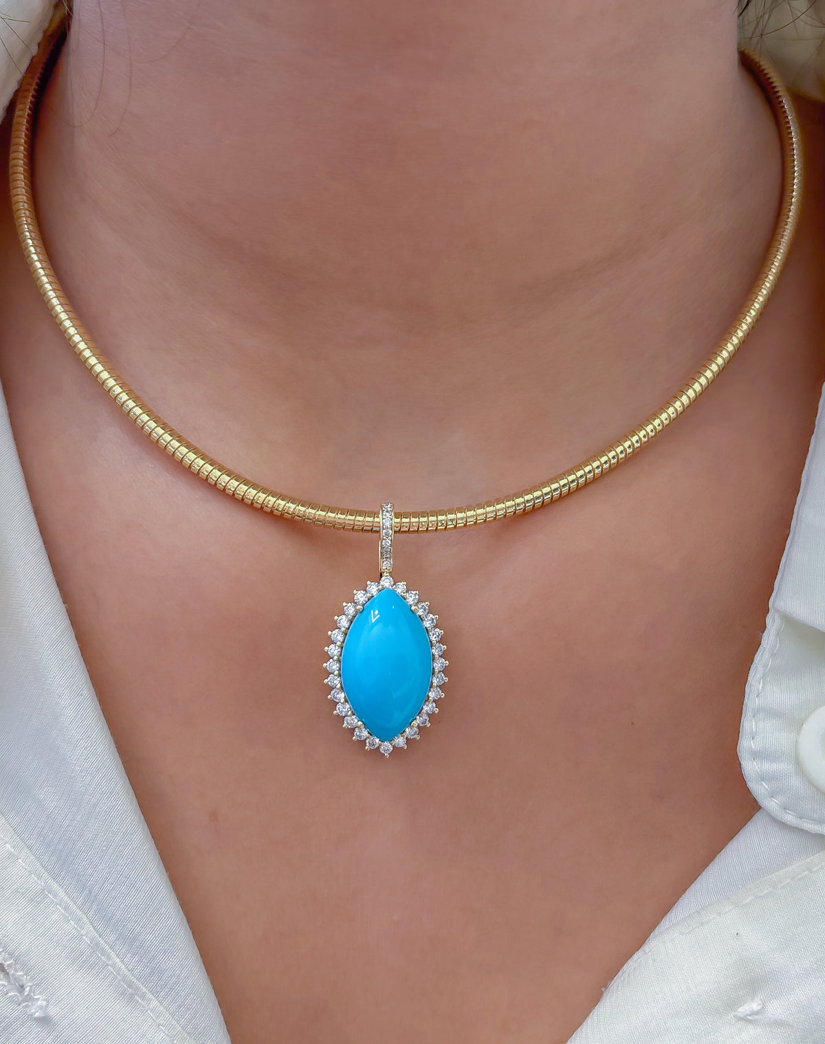 Turquoise Diamond Pendant