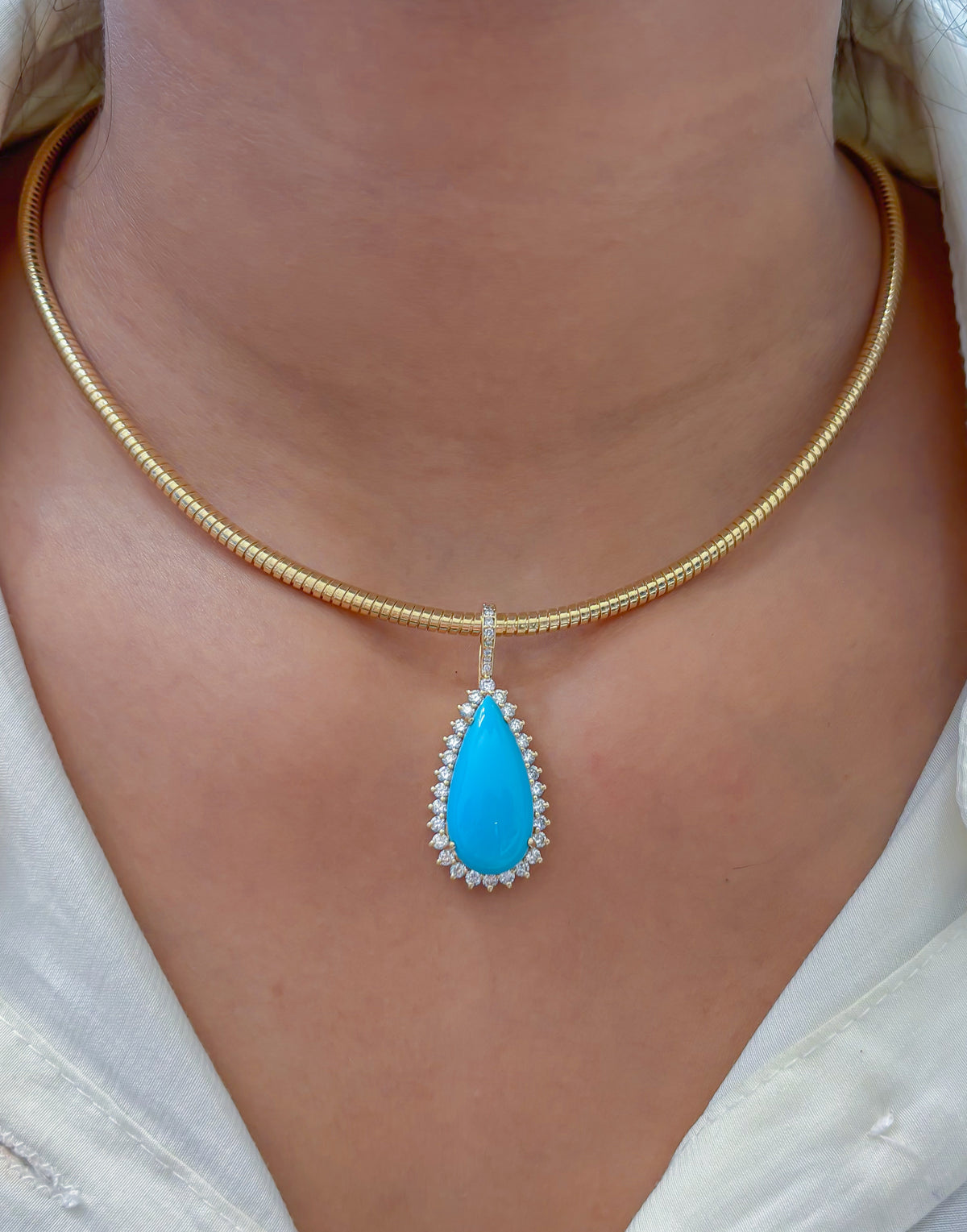 Turquoise Diamond Pendant
