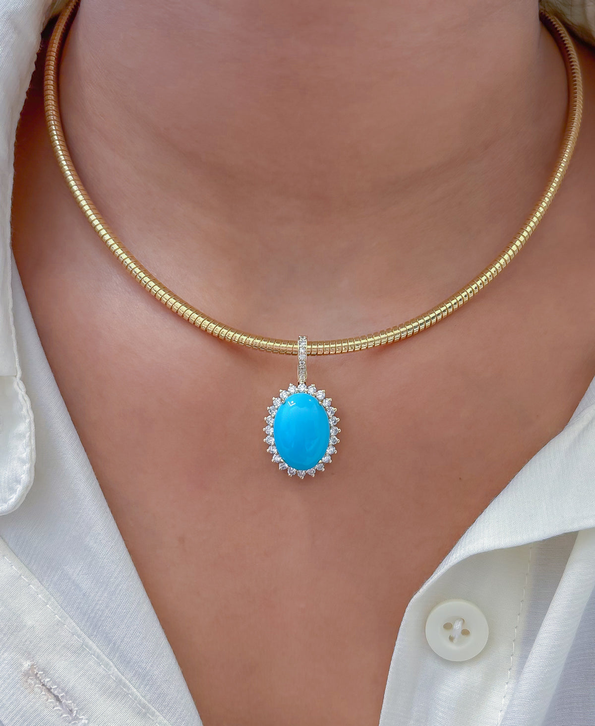 Turquoise Diamond Pendant