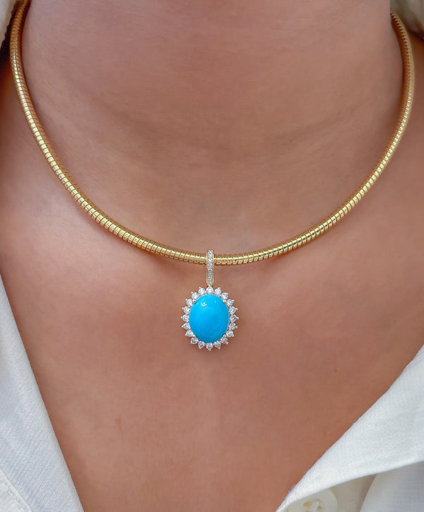 Turquoise Diamond Pendant
