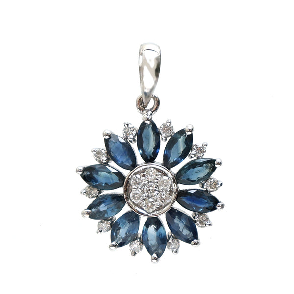 Blue Sapphire Diamond Pendant