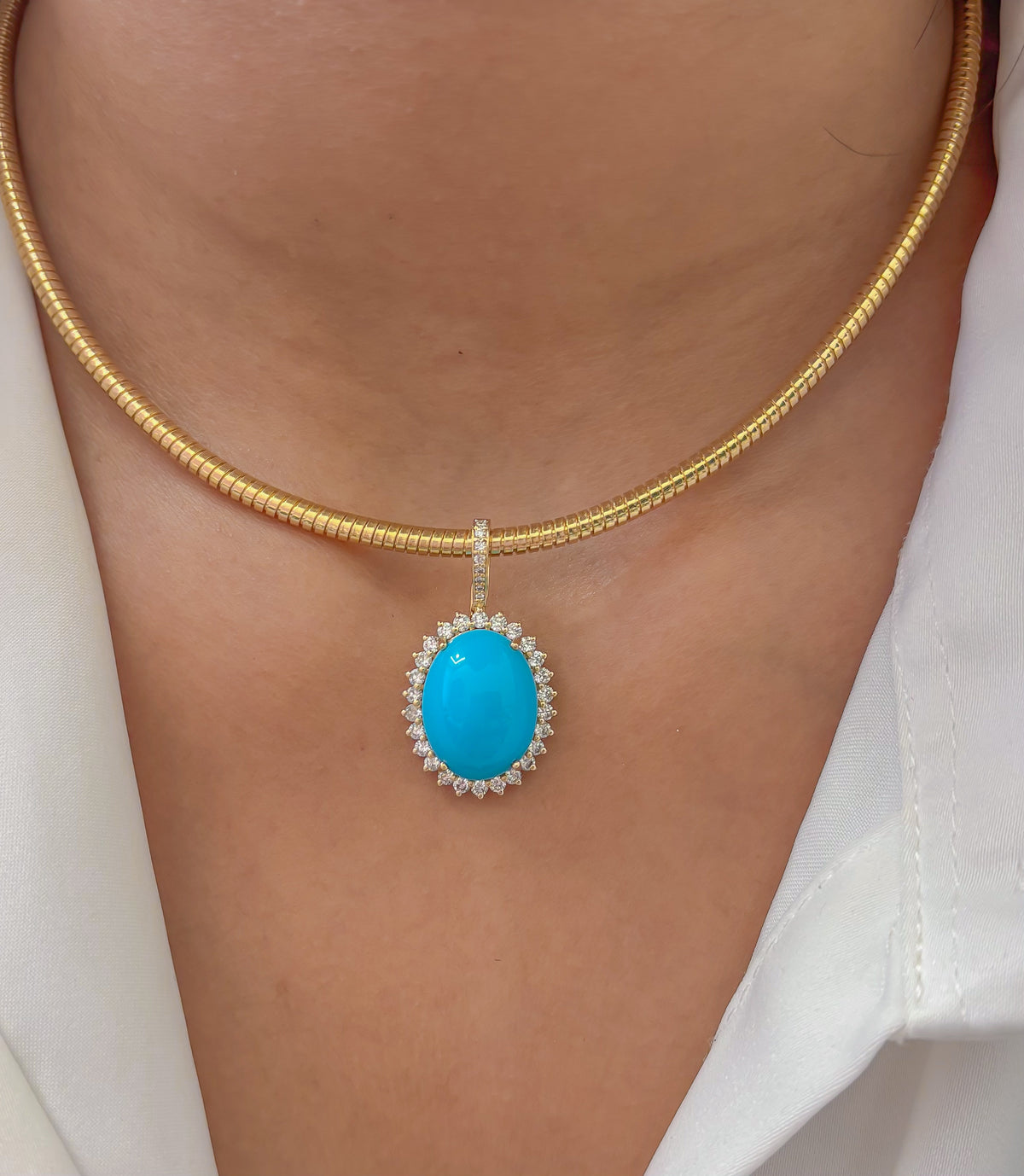 Turquoise Diamond Pendant