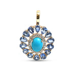 Blue Sapphire Turquoise Diamond Pendant