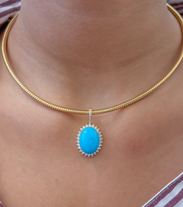 Turquoise Diamond Pendant