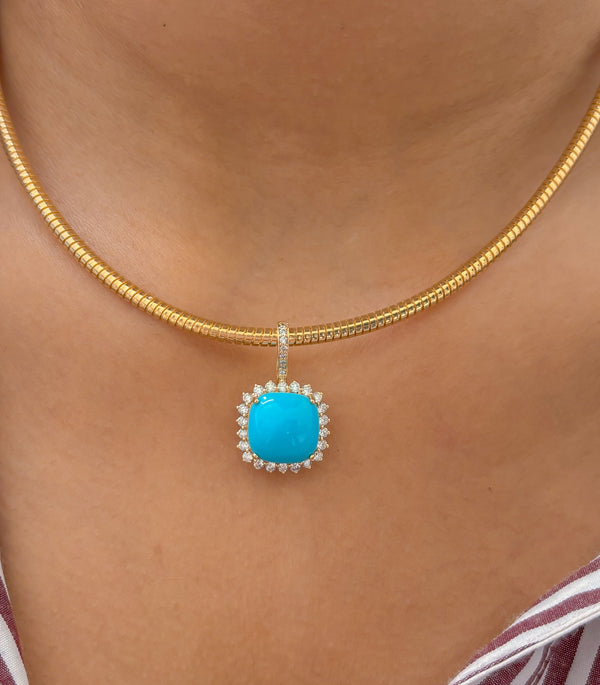 Turquoise Diamond Pendant