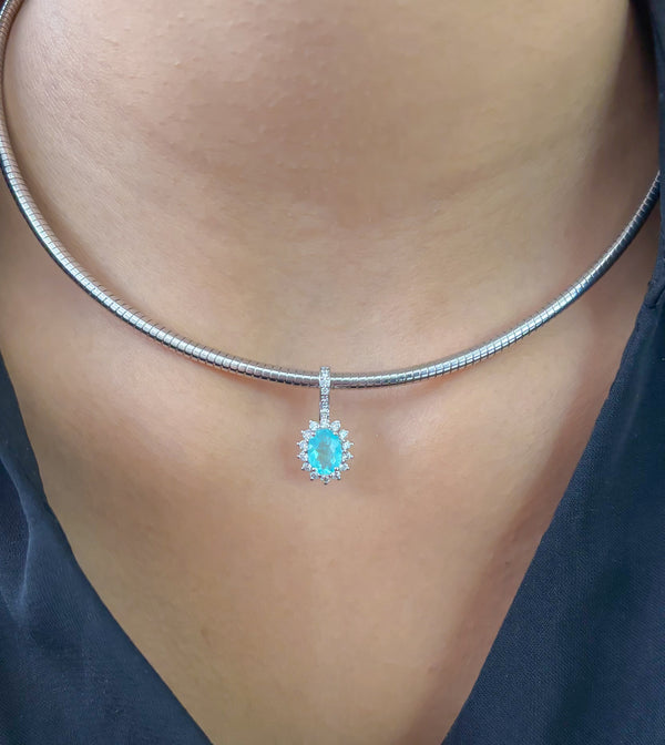 Paraiba Tourmaline Diamond Pendant