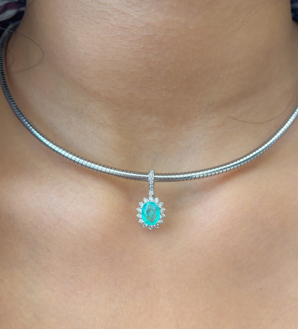 Paraiba Tourmaline Diamond Pendant
