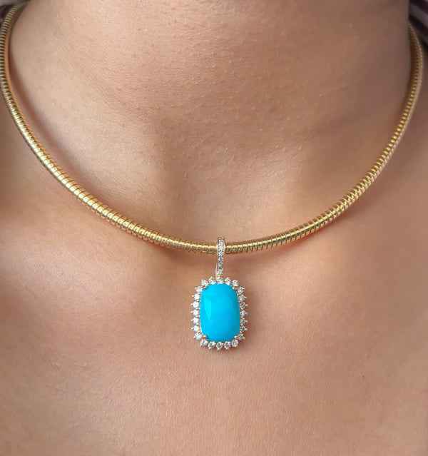 Turquoise Diamond Pendant