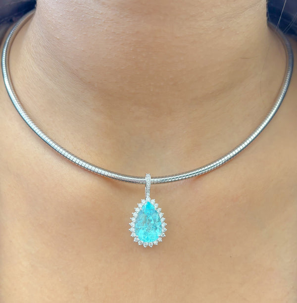 Paraiba Tourmaline Diamond Pendant