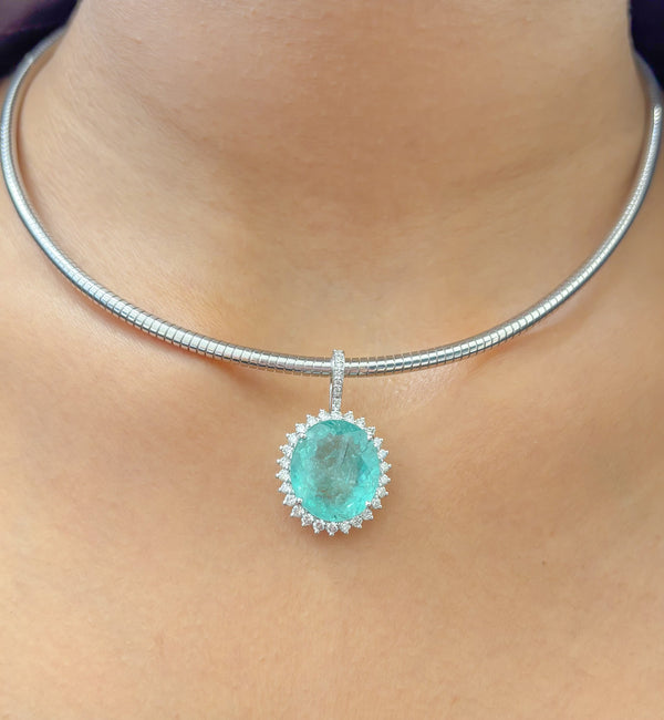 Paraiba Tourmaline Diamond Pendant