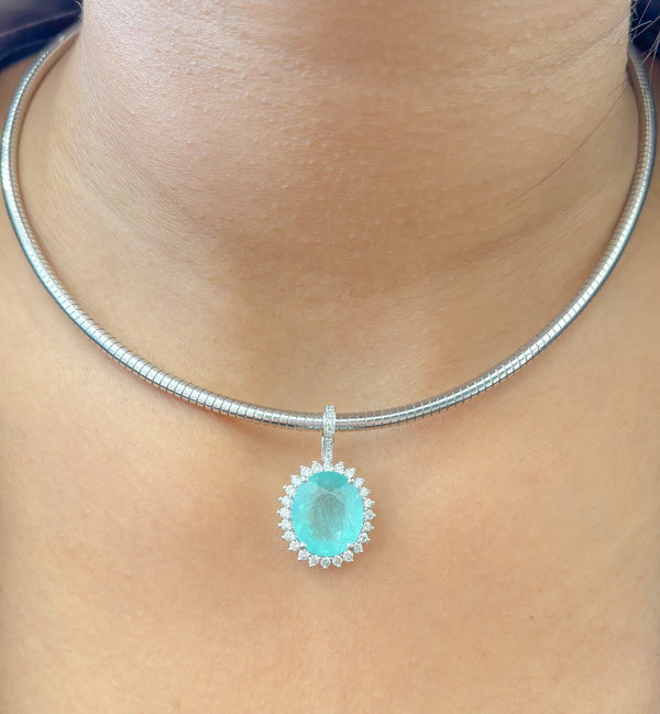 Paraiba Tourmaline Diamond Pendant