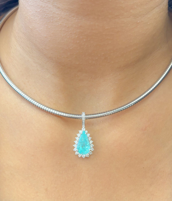 Paraiba Tourmaline Diamond Pendant