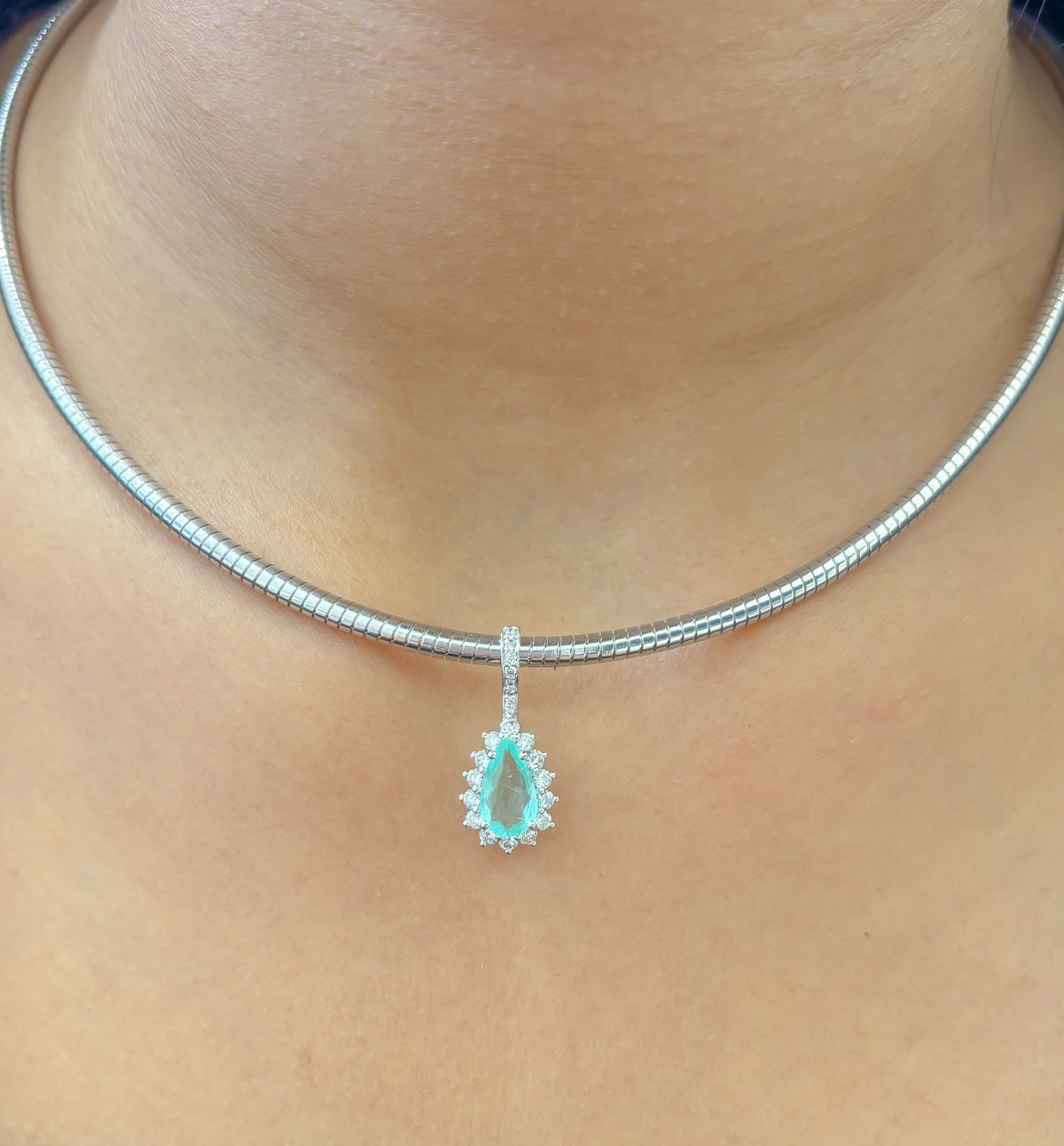 Paraiba Tourmaline Diamond Pendant