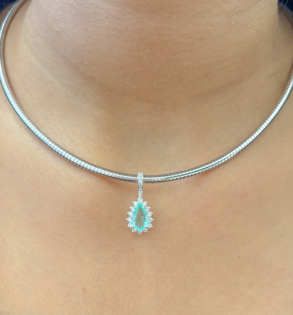 Paraiba Tourmaline Diamond Pendant