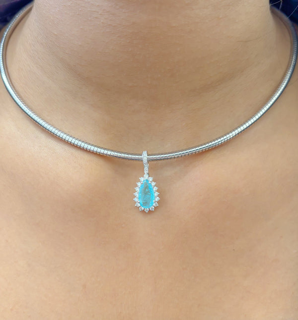 Paraiba Tourmaline Diamond Pendant