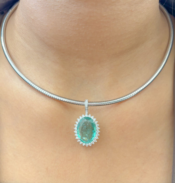 Paraiba Tourmaline Diamond Pendant