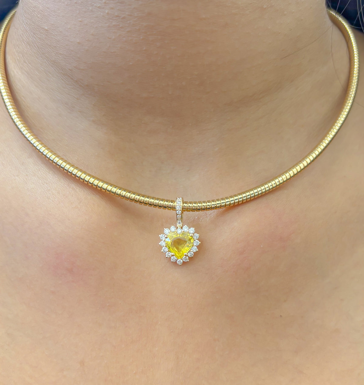 Yellow Sapphire Diamond Pendant