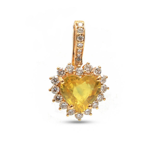 Yellow Sapphire Diamond Pendant