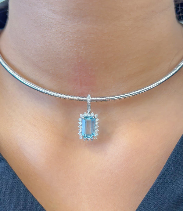 Aquamarine Diamond Pendant