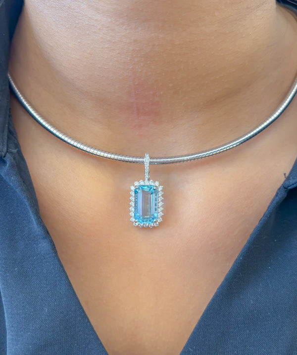 Aquamarine Diamond Pendant