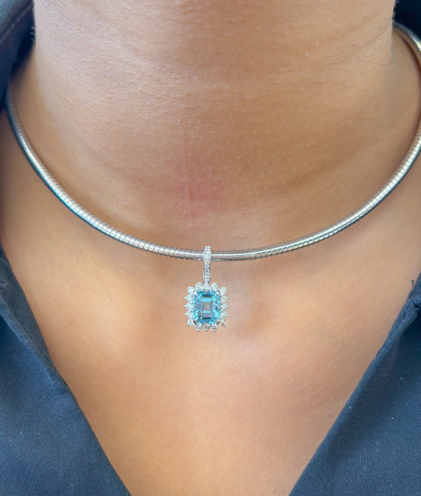 Aquamarine Diamond Pendant