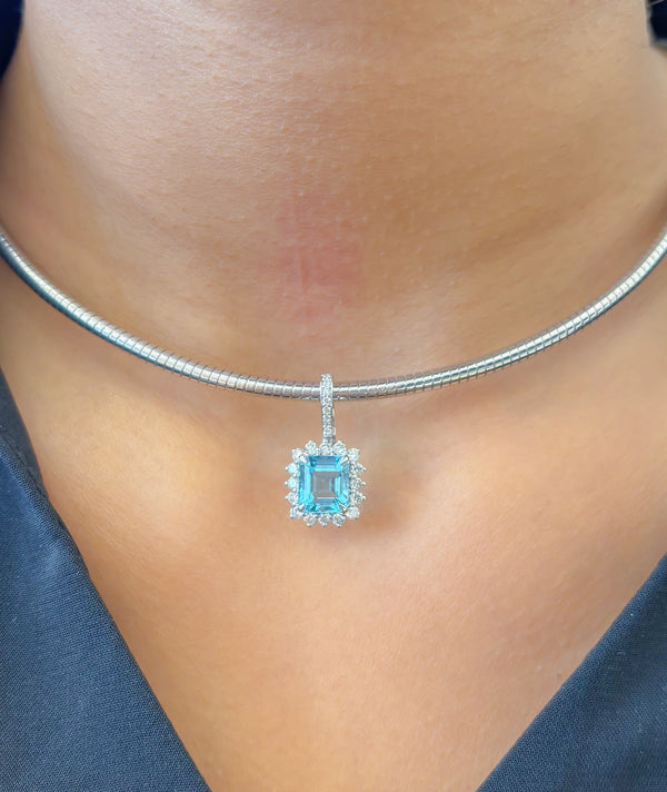 Aquamarine Diamond Pendant