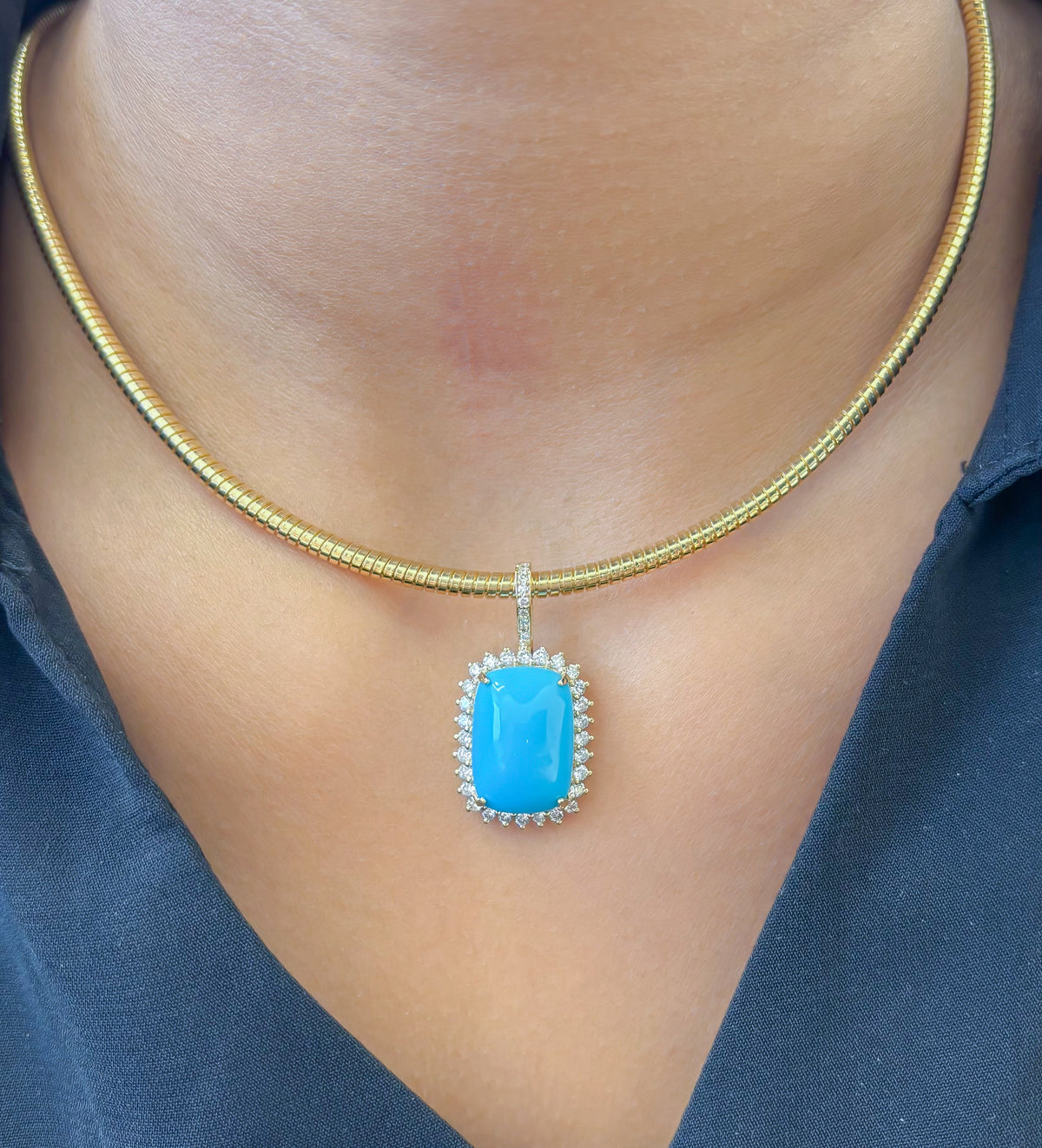 Turquoise Diamond Pendant
