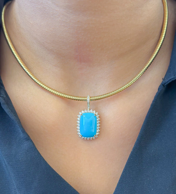Turquoise Diamond Pendant