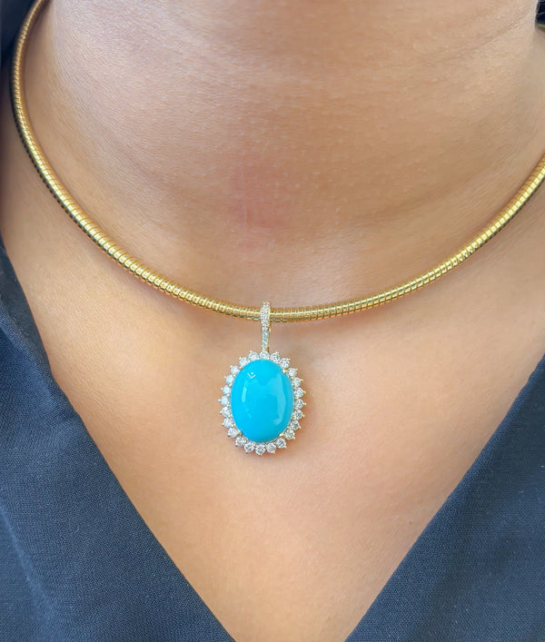 Turquoise Diamond Pendant