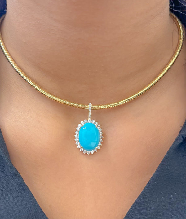 Turquoise Diamond Pendant