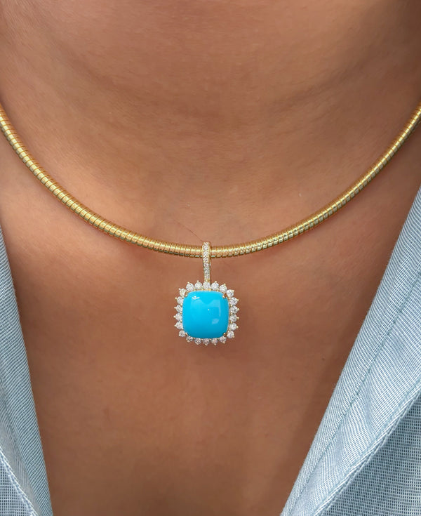 Turquoise Diamond Pendant