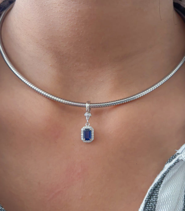 Blue Sapphire Diamond Pendant
