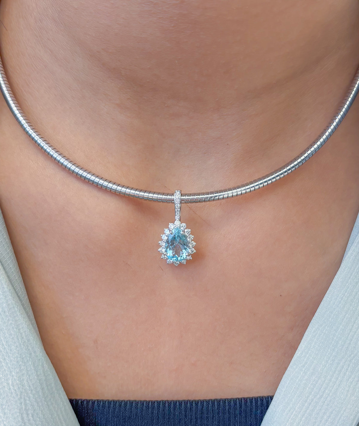 Aquamarine Diamond Pendant