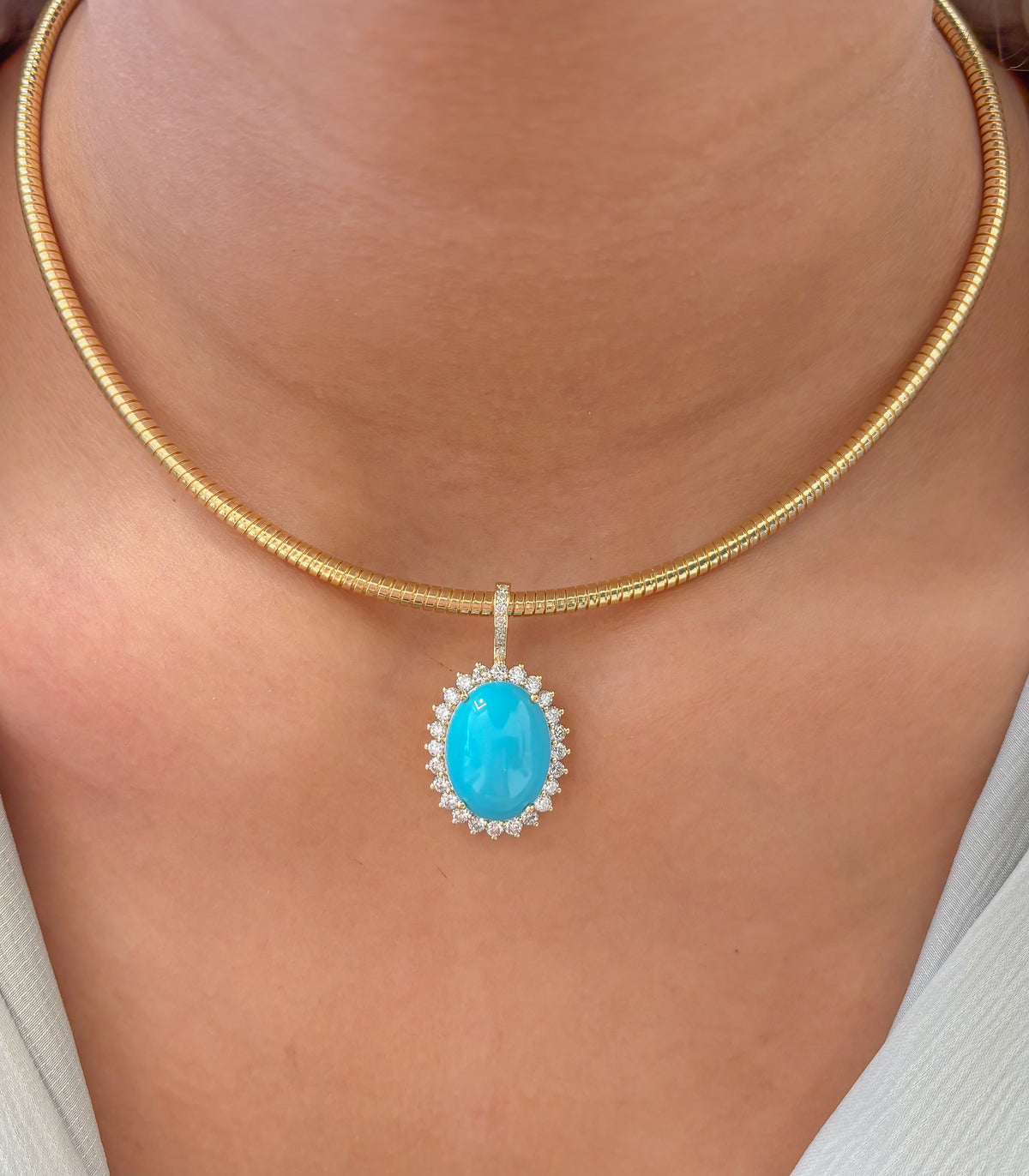 Turquoise Diamond Pendant
