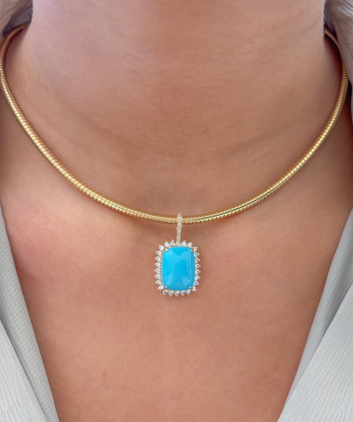 Turquoise Diamond Pendant