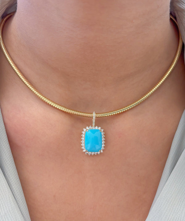 Turquoise Diamond Pendant
