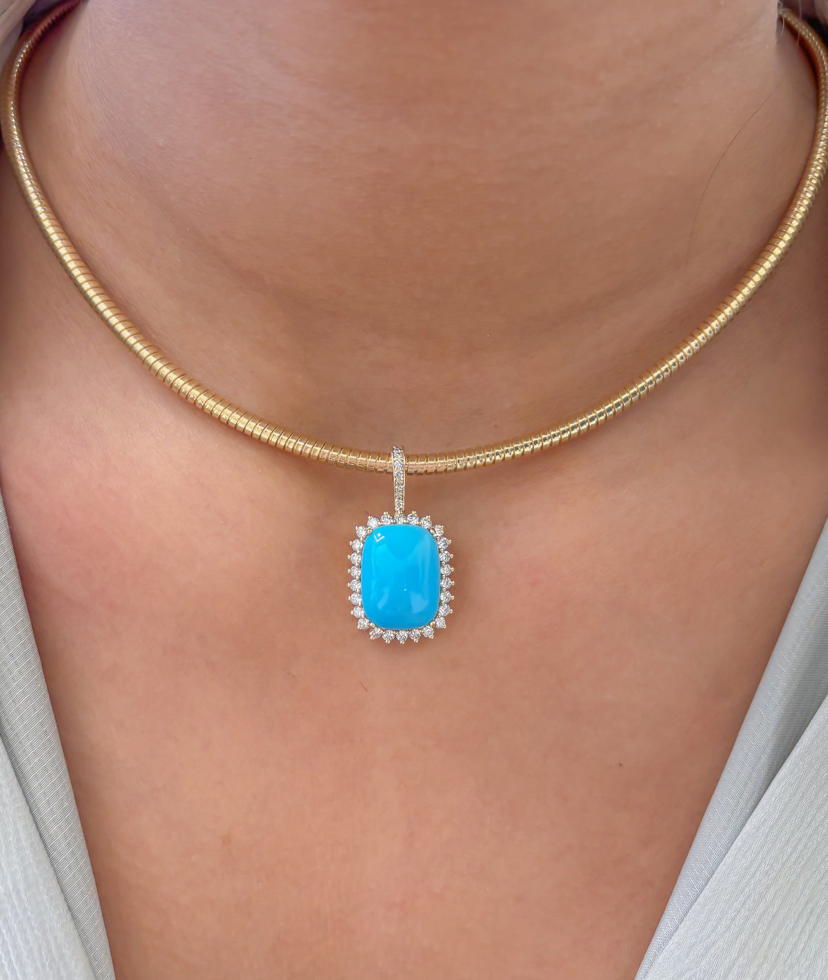 Turquoise Diamond Pendant