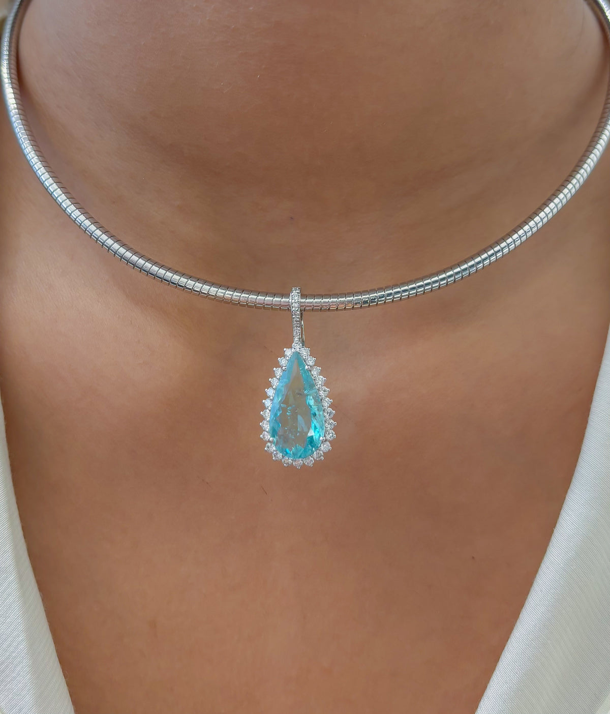 Paraiba Tourmaline Diamond Pendant