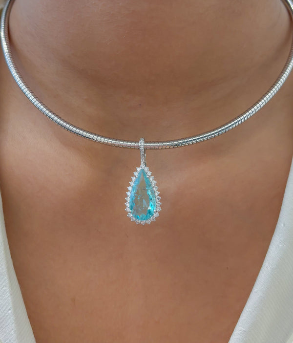 Paraiba Tourmaline Diamond Pendant