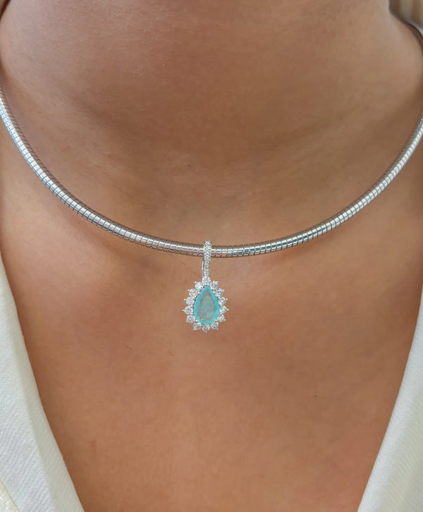 Paraiba Tourmaline Diamond Pendant
