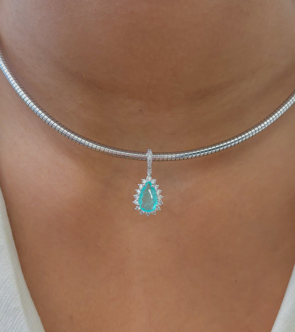 Paraiba Tourmaline Diamond Pendant